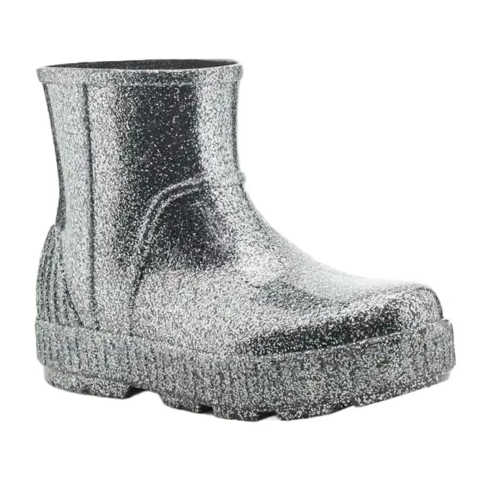 UGG Drizlita Glitter Ankle Rainboots Kids Sz 3 Gray PVC Upcycled Wool Waterproof
